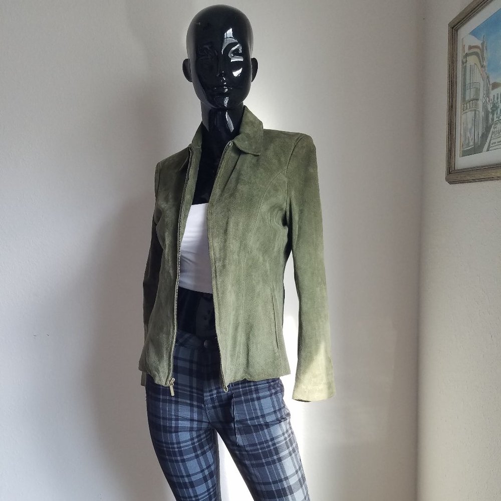 Suede Leather Green Jacket